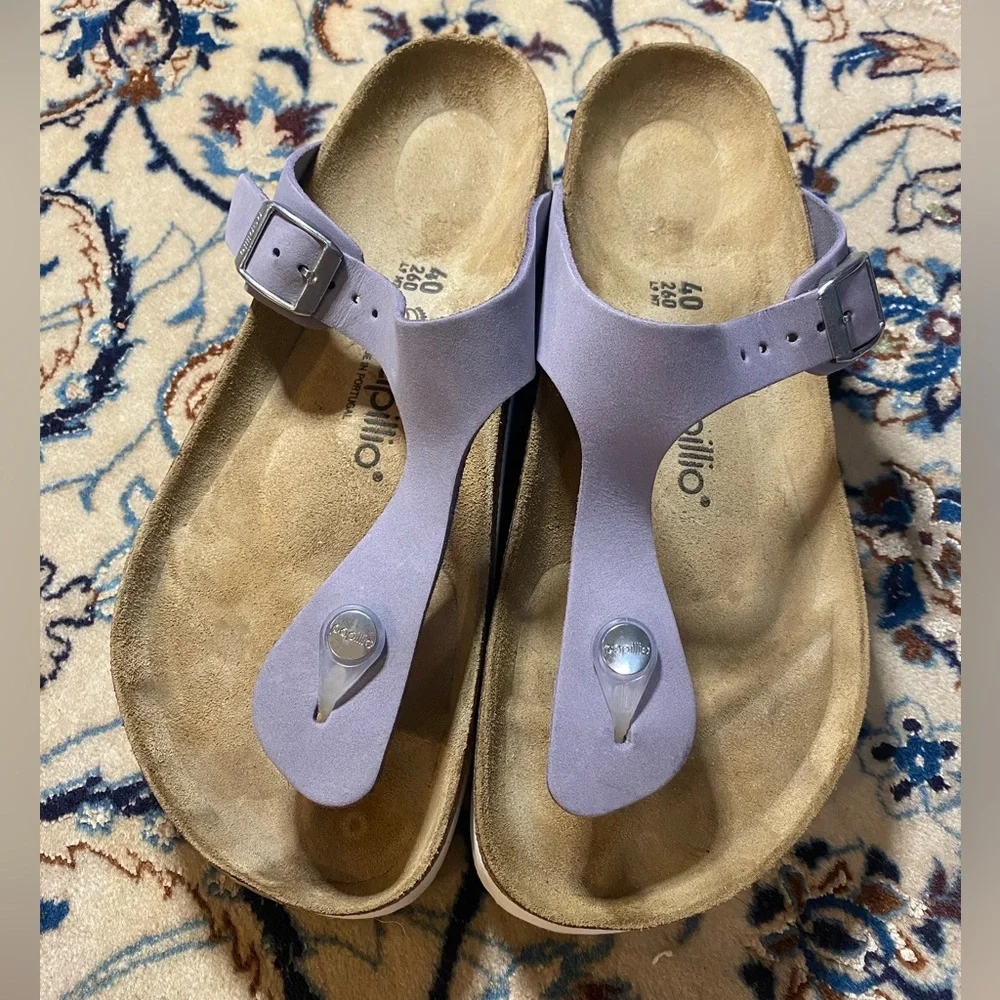 Birkenstock Papillio Gizeh Nubuck Leather Platform in Purple Fog, women’s 40 - Picture 3 of 8